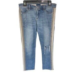 Pilcro And The Letterpress Slim Boyfriend Distressed‎ Jeans Size 26 Side Ribbon